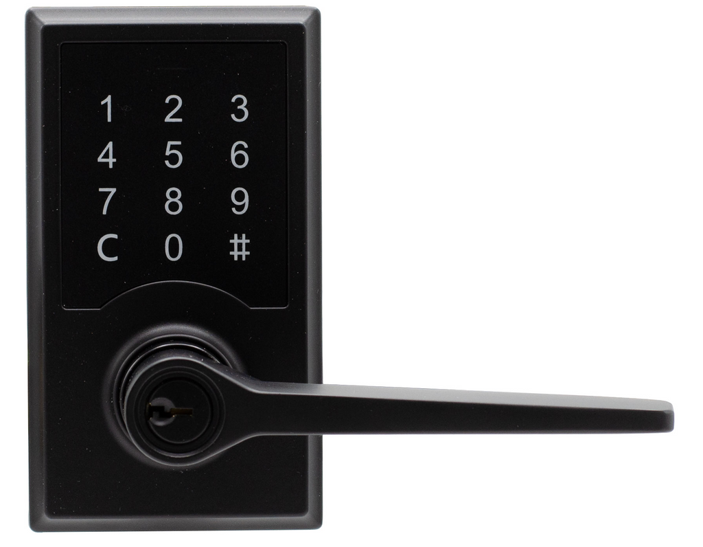 Compact Touchscreen Digital Lock with Zane Lever in Black Finish