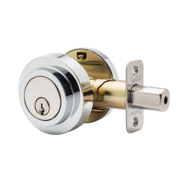 Round Single Cylinder Deadbolt in Polished Stainless DBR2410PS