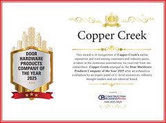 Copper Creek Hardware Named Door Hardware Products Company of the Year 2025