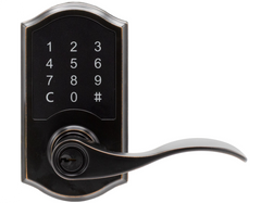 Compact Touchscreen Digital Lock with Waverlie Lever in Tuscan Bronze Finish