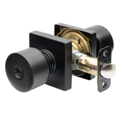 Metro Privacy Knob In Black With Square Rosette MKS2030BC