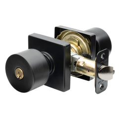 Metro Entry Knob In Black With Square Rosette MKS2040BC