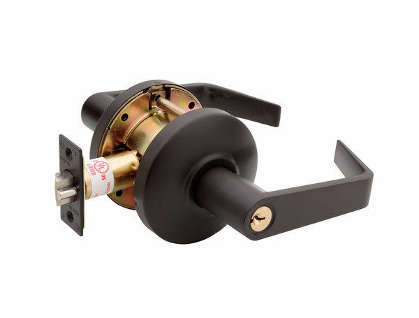 Commercial Non-Handed Grade 2 Security Keyed Entry with Push Button Lever in Oil Rubbed Bronze AL6241-10B by Bulldog