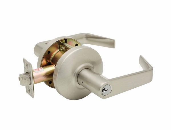 Commercial Non-Handed Grade 2 Security Keyed Entry with Push Button Lever in Satin Stainless AL6241SS by Bulldog