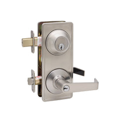 Commercial Non-Handed Grade 2 Security One Point Interconnected Lock with Push Button Lever in Satin Stainless AL6941 SS by Bulldog