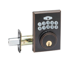 Fashion Electronic Push Button Deadbolt in Tuscan Bronze DBF3410TB