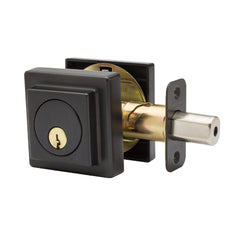 Square Single Cylinder Deadbolt in Tuscan Bronze DBS2410TB