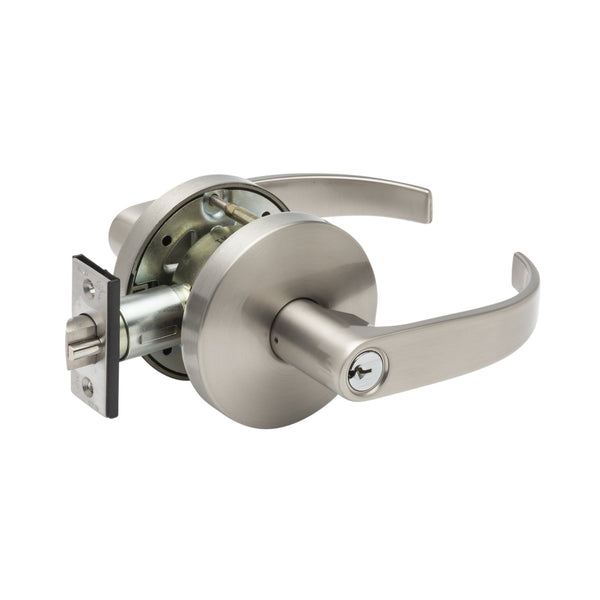 Commercial Non-Handed Grade 2 Security Keyed Entry with Push Button Lever in Satin Stainless EL6241SS by Bulldog