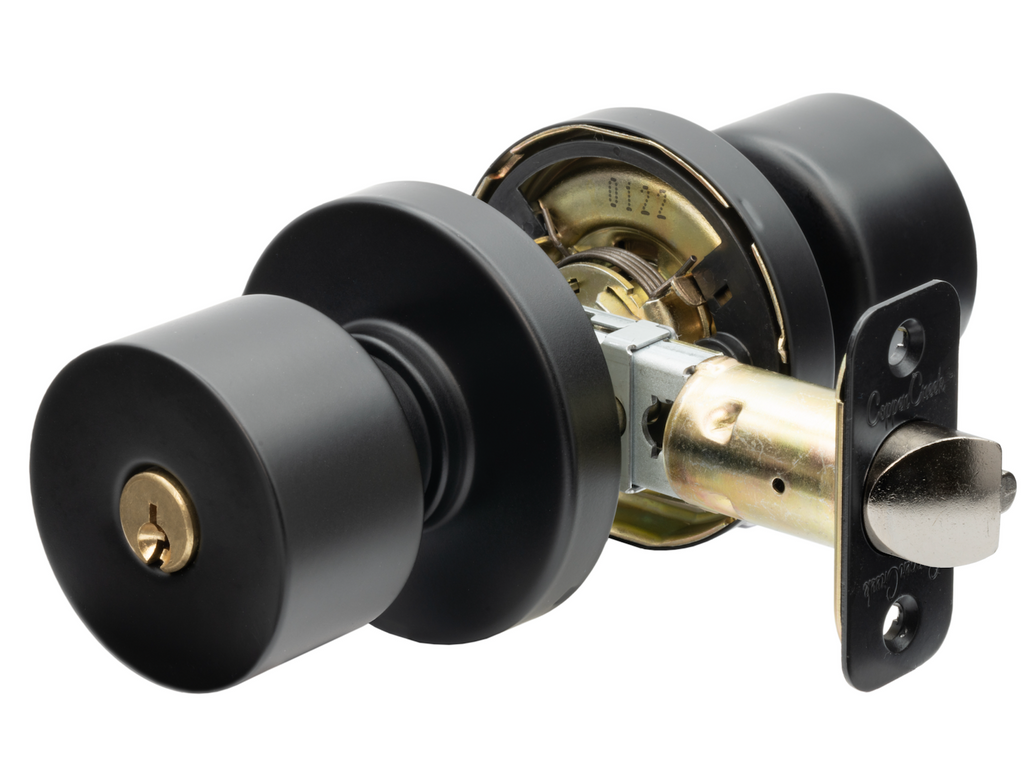 Metro Entry Knob In Black With Round Rosette MK2040BC Copper Creek