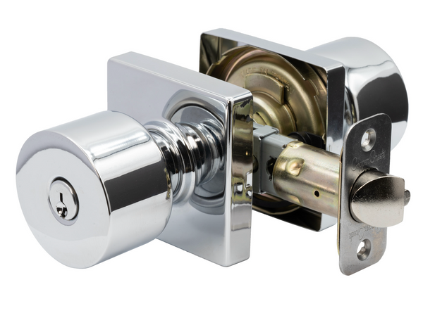 Metro Entry Knob In Polished Stainless With Square Rosette MKS2040PS