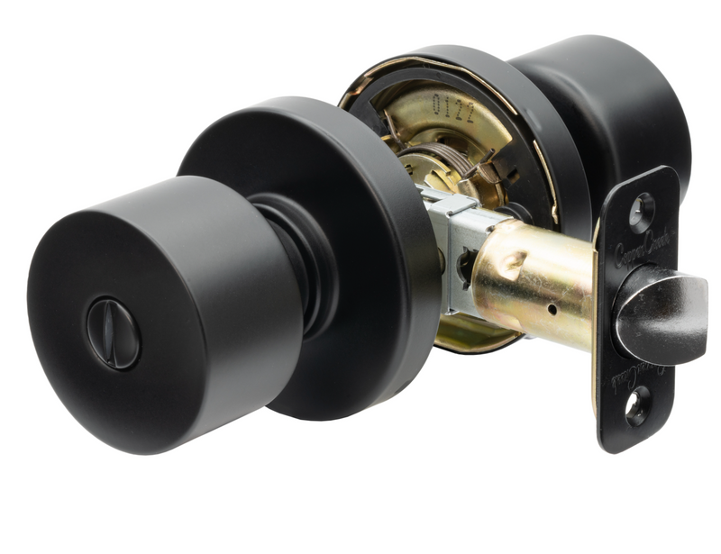 Metro Privacy Knob In Black With Round Rosette MK2030BC – Copper